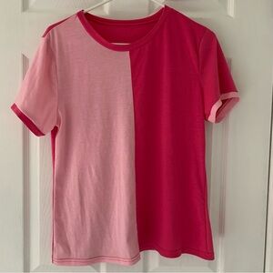 Women’s Pink Color Block T-Shirt